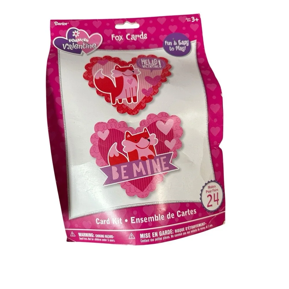 Darice Foamies Valentine Craft Kit Bundle Robot Fox Card Kits Wood Mustaches 3pk